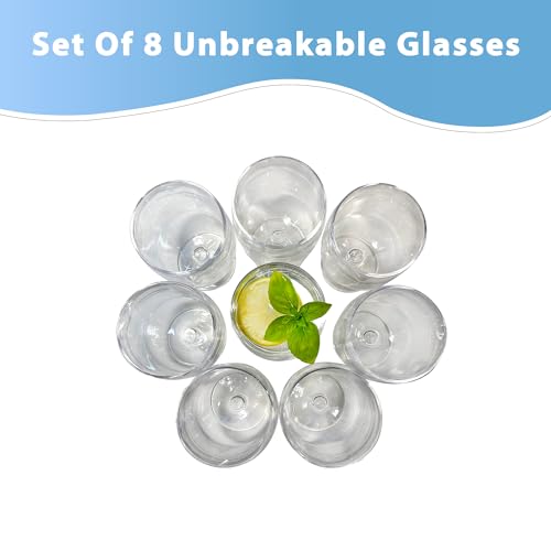 Lily's Home Unbreakable Plastic Wine Glasses Set of 8, 12 oz Shatterproof Stackable Tumblers, Reusable BPA Free Goblets for Indoor and Outdoor Use. Made in Taiwan (Clear) - color: Clear