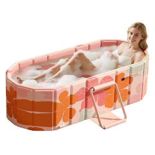 Portable Bathtub, Foldable Bathtub 47.2x21.6x19.6", Pink | Inflatable Bathtub Free Standing Tub with 2 Drain Ports, Space Saving, Hot Tub, Ice Bath Tub, Indoor Outdoor - color: Pink | Mode 1 | ‎‎47.2" x 21.6" x 19.6"