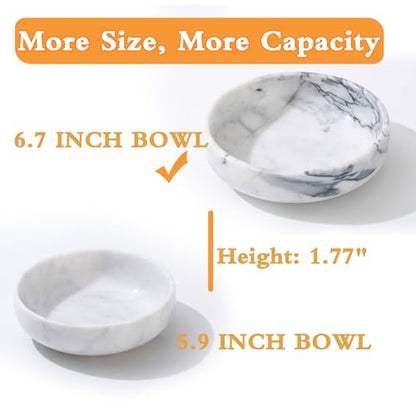 6.7" Decorative Bowl - Natural Marble Key Bowl & Centerpiece (White & Grey) - color: White&Grey