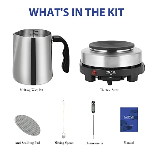 SAEUYVB Candle Making Kit/Supplies with Electric Hot Plate(Black) | Wax Melter for Candle Making,Candle Making Supplies for Beginners with Pouring Pot,Hot Plate,Instruction Manual and More - color: black kit