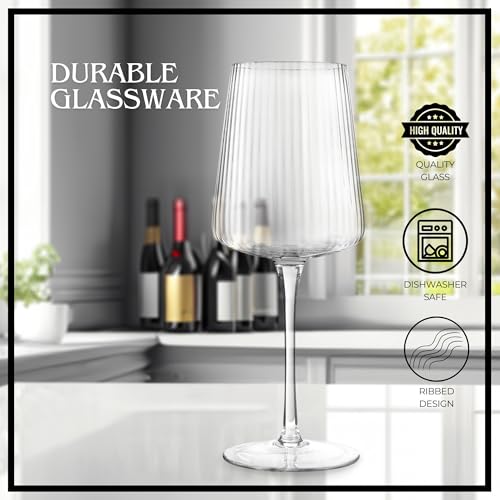 ARTLAND Soho Optic 14 oz Goblet, Set of 4 - Elegant Design, Versatile Use for Wine, Cocktails, and Beverages, Durable Construction, Great for Gatherings, Easy to Clean, Thoughtful Gift Idea (Clear) - color: Clear, style: Goblet (4-Piece)