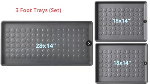 Rubber Boot Trays for Entryway, for Boots, Shoes, Sandals, Slip-on, Trays, Shoe Mats for Indoor and Outdoor Use,(1 Larger) = 28"x14"; and (2 Smaller) = 18"x14" (Set=3)