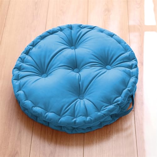 Lifup Large Round Floor Pillow, Meditation Cushions with Handle Blue 20" | Tufted Plush Cushions, Classroom, Balcony, Tatami Living Room, Office & Tatami, Yoga Seating - color: Blue