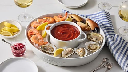 Le Creuset Stoneware Signature Oval Chip and Dip Platter, 13", Shallot - color: Shallot
