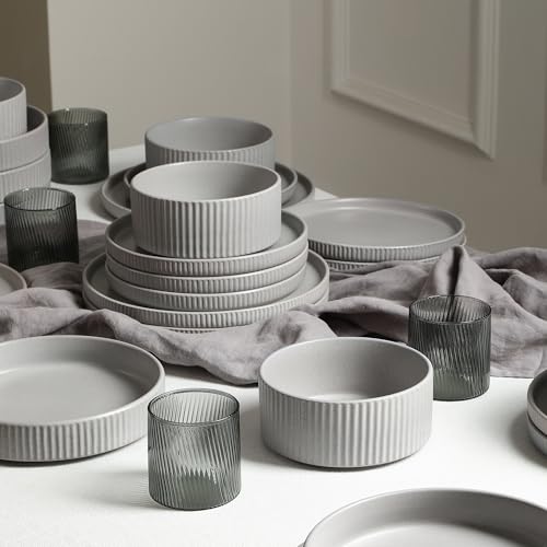 Stone Lain Haven Modern Stoneware 4 Piece Salad Plates Sets, Dish Set for 4, Reactive Glaze Grey - color: Gray, size: 4-Piece - Salad Plate
