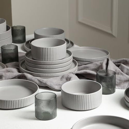 Stone Lain Haven Modern Stoneware 4 Piece Salad Plates Sets, Dish Set for 4, Reactive Glaze Grey - color: Gray, size: 4-Piece - Salad Plate