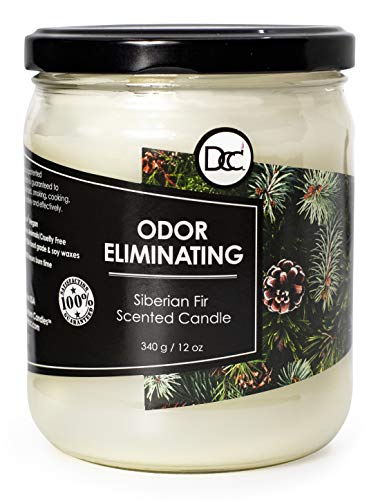 Siberian Fir Odor Eliminating Highly Fragranced Candle - Eliminates 95% of Pet, Smoke, Food, and Other Smells Quickly - Up to 80 Hour Burn time - 12 Ounce Premium Soy Blend - color: Siberian Fir
