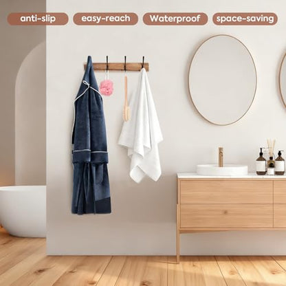 Coat Rack Wall Mount,Acacia Wood Coat Hooks Wall Mount,15" Wall Coat Rack with Heavy Duty 4-Double-Hooks,Hat Rack Wall Coat Hanger for Towel/Dog’s Leashes/Coat/Bag