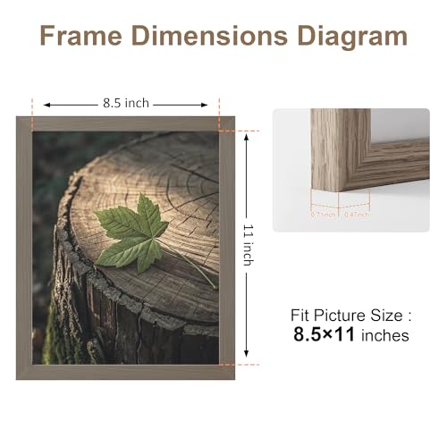 TONES FRAME DESIGN 8.5 by 11 Picture Frame Set of 2 Solid Oak Brown Wood Veneer with Shatterproof Plexiglass, 8.5 x 11 Frame Wall Hanging 8.5x11 Picture Frame for Diplomas Document Certificates - color: Dark Oak, size: 8.5x11 - 2 Pack