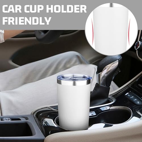 20oz Tumbler with Lid Double Wall Vacuum Insulated Travel Coffee Mug Stainless Steel Thermal Cup Powder Coated Sturdy Coffee Tumbler Bulk for Hot and Cold Beverage (White,4) - color: White, size: 20 Ounces (4 Pack)