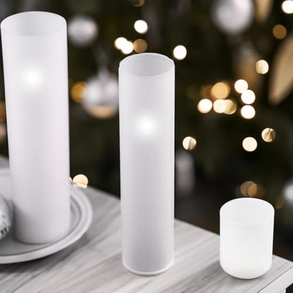 WGVI Hurricane Candle Holder Sleeve, W: 2.5", Ht: 14", Frosted Glass Cylinder Open Both Ends, Chimney Tube Shade, 2 Pieces - color: Frosted, size: 2.5x14"H