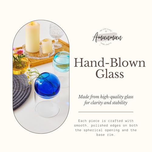 3-Pack Plant Propagation Station, Geometric Glass Vase Set | Mini Flower Vases & Planter Terrariums for Tables - color: Blue + Aqua + Amber