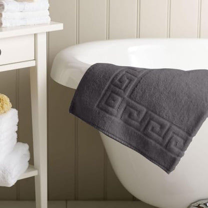 100% Recycle Cotton Bath Mat Grey Key Pattern Bath Rug [Not a Bathroom Rug], Soft Absorbent 330 GSM Shower Floor Towel Set, Hotel Spa Quality, Machine Washable (2 Pack) - color: Grey