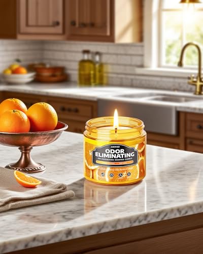 AOOVOO Citrus Lemon Large Odor Eliminating Candle - 11oz Soy Candles | Eliminates 95% of Smoke, Food, Pet and Other Smells Quickly, Non Toxic Air Freshing Candle, Up to 50 Hours Burn time - size: 11 Ounce (Pack of 1)