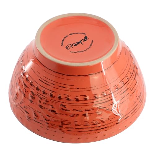 Elama Malibu Jasper 16-Piece Stoneware Embossed Pattern Reactive Glaze Orange Dinnerware Set, Tableware, Serveware Set (Jasper Orange) - color: Jasper Orange