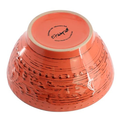 Elama Malibu Jasper 16-Piece Stoneware Embossed Pattern Reactive Glaze Orange Dinnerware Set, Tableware, Serveware Set (Jasper Orange) - color: Jasper Orange