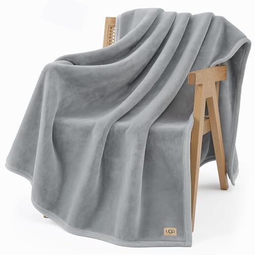 UGG Coco Throw Blanket, Plush Fleece Blanket for Couch, 50" x 70", Gray | Oversized Throw, All Season Bedding, Gifts for Women and Men, Premium Room Decor, Oeko Tex Certified, Living Room Decor - color: Gray, size: Throw