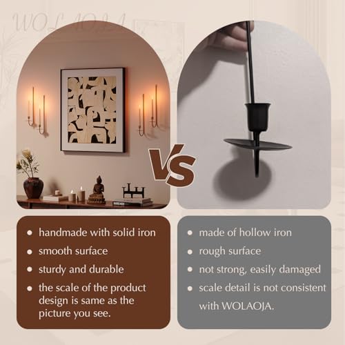 Metal Wall Candle Sconce Holder Set of 4 Wall Mount Candle Holder Pillar Holder Brass Modern Wall Candle Sconces Hanging for Living Room Farmhouse Fireplace Wedding - color: Brass, size: 4PC