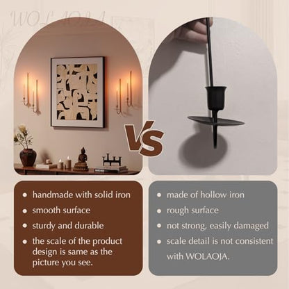 Metal Wall Candle Sconce Holder Set of 4 Wall Mount Candle Holder Pillar Holder Brass Modern Wall Candle Sconces Hanging for Living Room Farmhouse Fireplace Wedding - color: Brass, size: 4PC