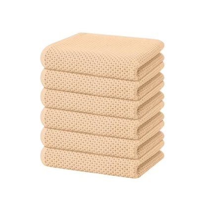 Homaxy 100% Cotton Waffle Weave Kitchen Dish Towels 6-Pack, Apricot | 13 x 28 Inches, Ultra Soft Absorbent Dish Towels, Quick Drying Cleaning Towels - color: Apricot, size: 13 X 28 - 6 Pack