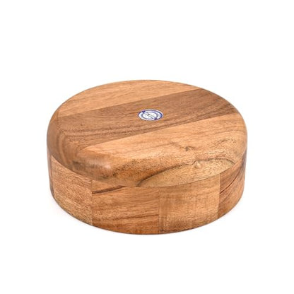 Hand Carved Acacia Wood Decorative Bowl | Rustic Round Centerpiece for Living Room, Dining Table & Kitchen Décor (8" X 8" X 3")