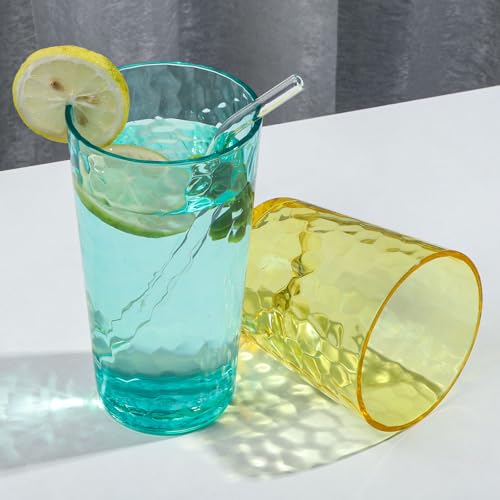 BPA-Free Plastic Tumblers 8 Pack (4x16oz+4×22oz) | Reusable Dishwasher Safe | Stackable Shatterproof Cups | Plastic Drinkware & Drinking Tumblers for Restaurant, Home, Party - color: Many Styles, size: 8-Pack