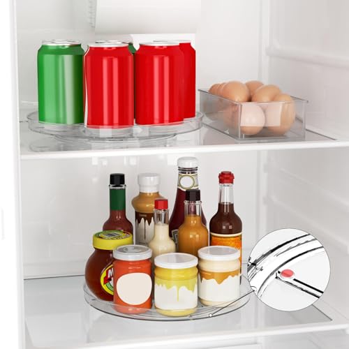 2 Pack Lazy Susan Organizer Turntable, Clear 9 Inch Rotating Organizer Tray for Cabinet Table Top, Round Non-Skid Refrigerator Lazy Susan, Kitchen Storage for Pantry Countertop Bathroom, Spice Rack - size: 9inch - 2 Pack