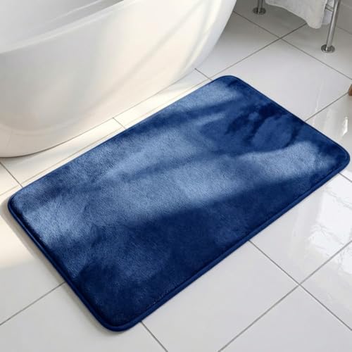 Muddy Mat® Memory Foam Bath Mat – Velvet Soft Non Slip Bathroom Rugs, Thick Absorbent Bath Rugs, Washable Bath Mat for Bathroom Floor and Shower, Navy Blue 2ft x 3ft - color: Navy Blue, size: 2' x 3' (Rectangular)