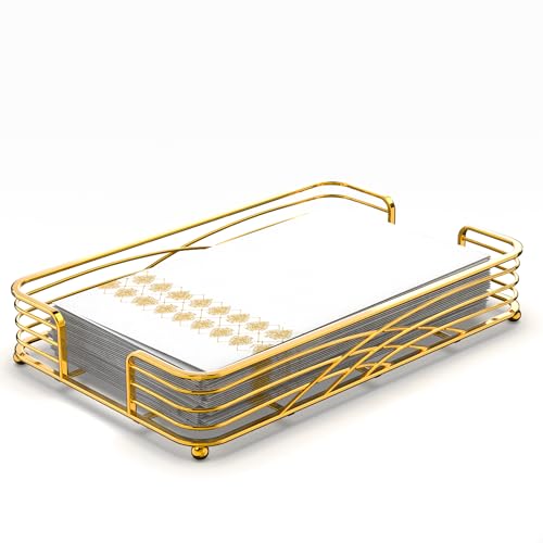 Guest Hand Towel Holder Tray for Bathroom Countertop, Gold Metal | Guest Bathroom, Powder Room & Vanity Use - color: D - Matt Gold Napkin Holder for Bathroom, size: Guest Towel Holder