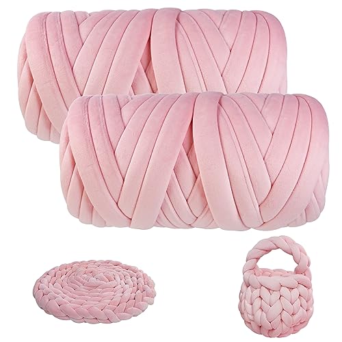 Chunky Yarn for Arm Knitting, guofa 4.4LBS Soft Fleece Yarn for Throw Blanket Pillow, Hand Knitting Bag, Cat Bed and DIY Home Decorations - color: Pink, size: 74 Yards