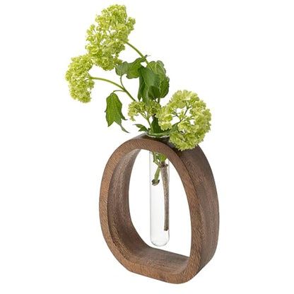 Modern Wooden Glass Test Tube Vase - Desk Plant Decor, Suitable for Home and Office Use - size: Large Single Tube