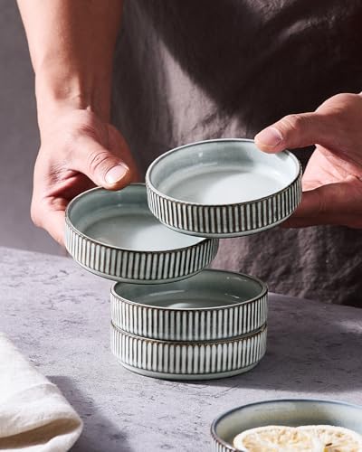 famiware Ceramic Soy Sauce Dish, 4oz Dipping Bowls Set of 12, Smoky Blue | Individual Dip Sauce Cups/Dishes/Plates, Small Serving Bowls for Side Dishes, Condiments, Sushi, Appetizers, Reactive Glaze - color: Smoky Blue, size: 12pcs
