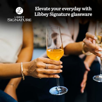 Libbey Signature Champagne Flute Glasses Set, Stylish, Dishwasher Safe Champagne Glasses Set of 4, Champagne Gift Set for Weddings and Events - color: Greenwich Flute 4
