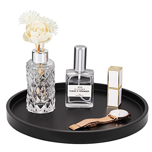Emibele Vanity Tray, Black Round Trays for Bathroom Bedroom Countertop | 10.63'' Resin Decorative Storage Organizer for Home Decor, Jewelry Storage Dresser Tray for Perfume,Cosmetics, Matte Black - color: Round Matte Black