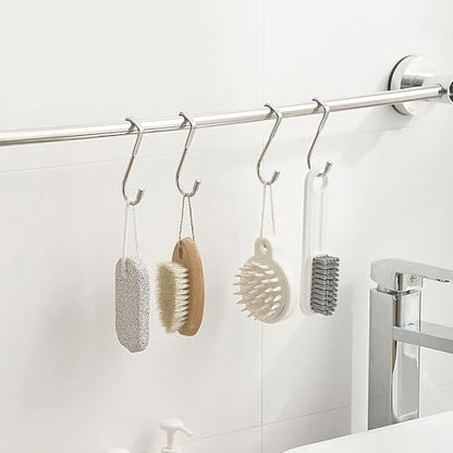2 Pcs Over Cabinet Hook,Multi-Use Gabinet Doors Double S Hooks for Hanging,Drawer,Closet,Kitchenware,Wardrobe Door,Bags,Towels and Key,Silver Cabinet Hooks for Hanging (A-Silver)