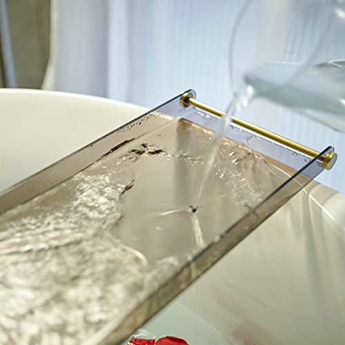 Bathtub Caddy Tray for Luxury Bathroom Bath tub Table Caddy Tray Shelf for Shower with Gold Handles fits All bathtubs - color: Black - With Handle