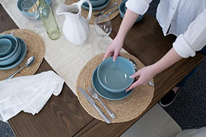 Elanze Designs Bistro Glossy Ceramic 6.5 inch Dinnerware Bowls Set of 4 - Perfect for Everyday uses from Soup, Pasta, Salad, Cereal, Ice cream, Ramen and Pho, Ice Blue - color: Ice Blue, style: 6.5 inch Soup
