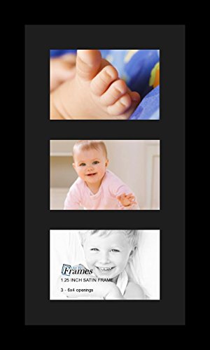 ArtToFrames Collage Photo Frame Single Mat with 3-4x6 Openings with Satin Black Frame and Black mat. - color: 3 - 4x6 - (2158), size: Black