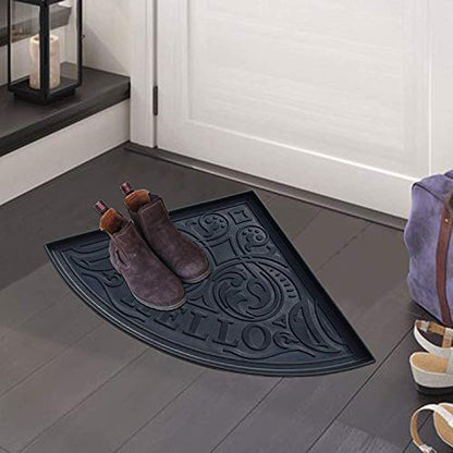 A1HC Heavy Duty Flexible and Durable 100% Rubber Hello Triangle Boot Trays Multi-Purpose for Shoes, Pets, Garden - Mudroom, Entryway, Garage and Scraper Doormat 21.6" X 21.6" - style: Triangle