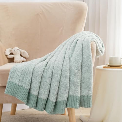 Carriediosa Heather Throw Blanket 60x80, 400GSM Ultra Soft Microfiber | Sage Green, Fuzzy Fluffy Cozy Plush Knit Knitted Throws, Lightweight Cute Preppy Fall Blankets for Couch, Bed - color: Heather - Sage Green, size: 60" X 80"