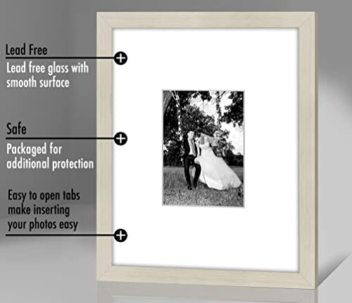 Americanflat 11x14 Picture Frame - Matted to 5x7 - Light Wood | Shatter-resistant glass, hangs vertical or horizontal, sawtooth hangers included, use with or without mat - color: Light Wood