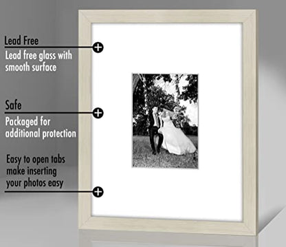 Americanflat 11x14 Picture Frame - Matted to 5x7 - Light Wood | Shatter-resistant glass, hangs vertical or horizontal, sawtooth hangers included, use with or without mat - color: Light Wood