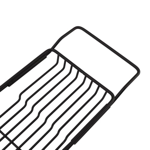 Marhynchus Metal Marble Bathtub Rack, Bathtub Caddy Tray Stainless Steel Shower Caddy Tray with Extending Sides, Bathroom Trays (Black White) - size: Black White