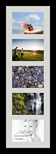 ArtToFrames Collage Photo Frame Single Mat with 5-5x7 Openings with Satin Black Frame and Candlewick mat. - color: 5 - 5x7 - (2137), size: Candlewick