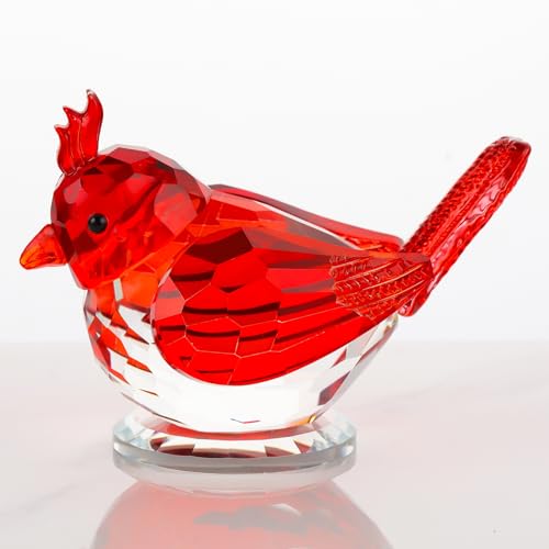 Arikyrist Hand Blown Glass Red Bird Gifts for Women Birds Decor for Home | Crystal Bird Paperweights for Bird Lovers, Collectible Animals Figurine, Bird Decor for Desk Table, on Christmas Birthday - color: Red
