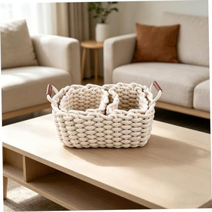 Ciieeo 3pcs Nesting Baskets Set Versatile Gift Baskets for Storage Modern Design Cotton Rope Storage Boxes for Organizing Keys Snacks and More White