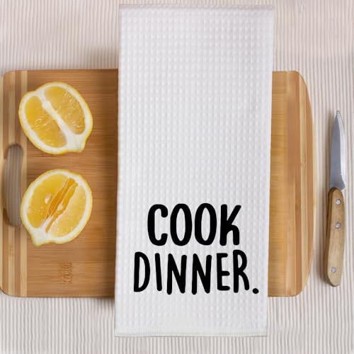 Cook Dinner Funny Kitchen Towels 2 Pack, Cute New House Gift for Hostess, Mother's Day Birthday Housewarming Gift for Mom, Auntie, Friends - color: Cook Dinner Set