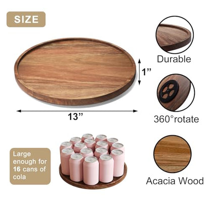 VERTORGAN Lazy Susan Bamboo Organizer for Kitchen,Cabinet(Large) | 360 Rotating Turntable,Spice Rack,Serving Tray,Pantry Vanity Organizer,Countertop Space-Saver - size: 13in
