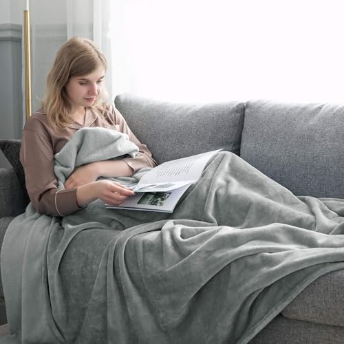 MOONLIGHT20015 Light Grey Fleece Blanket King Size, Pack of 2 – Soft 400 GSM Plush Microfiber Rust King Size Blanket, Warm Lightweight King Blanket for The Bed, Bulk Value Pack 108x90 Inches, Silver - color: Light Grey, size: King (Pack of 2)