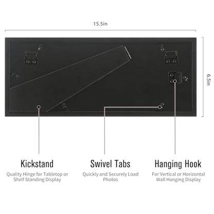 7x5 2-Opening Collage Picture Frame Black Wood | Two 5x7 openings, shatter-resistant glass, tabletop & wall mounting - size: 7x5 - 2 Opening